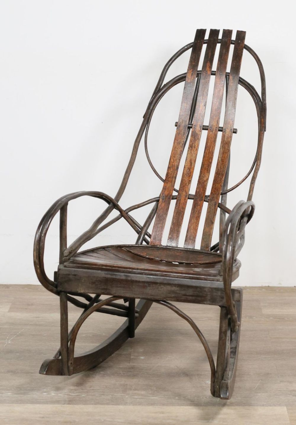 Lot 311: American Adirondack Bentwood Rocking Chair