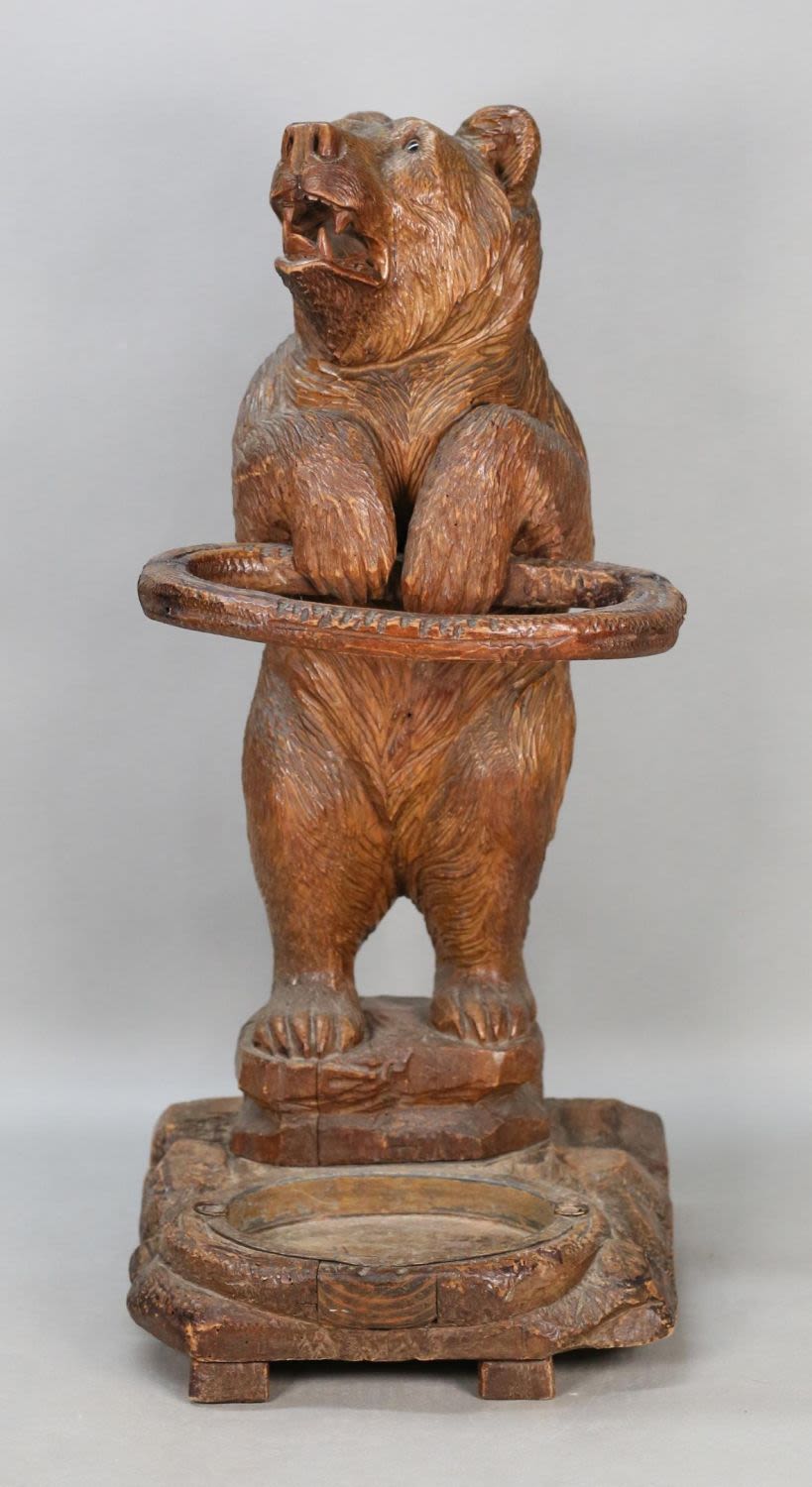 Lot 312: Carved Black Forest Bear Umbrella and Cane Stand