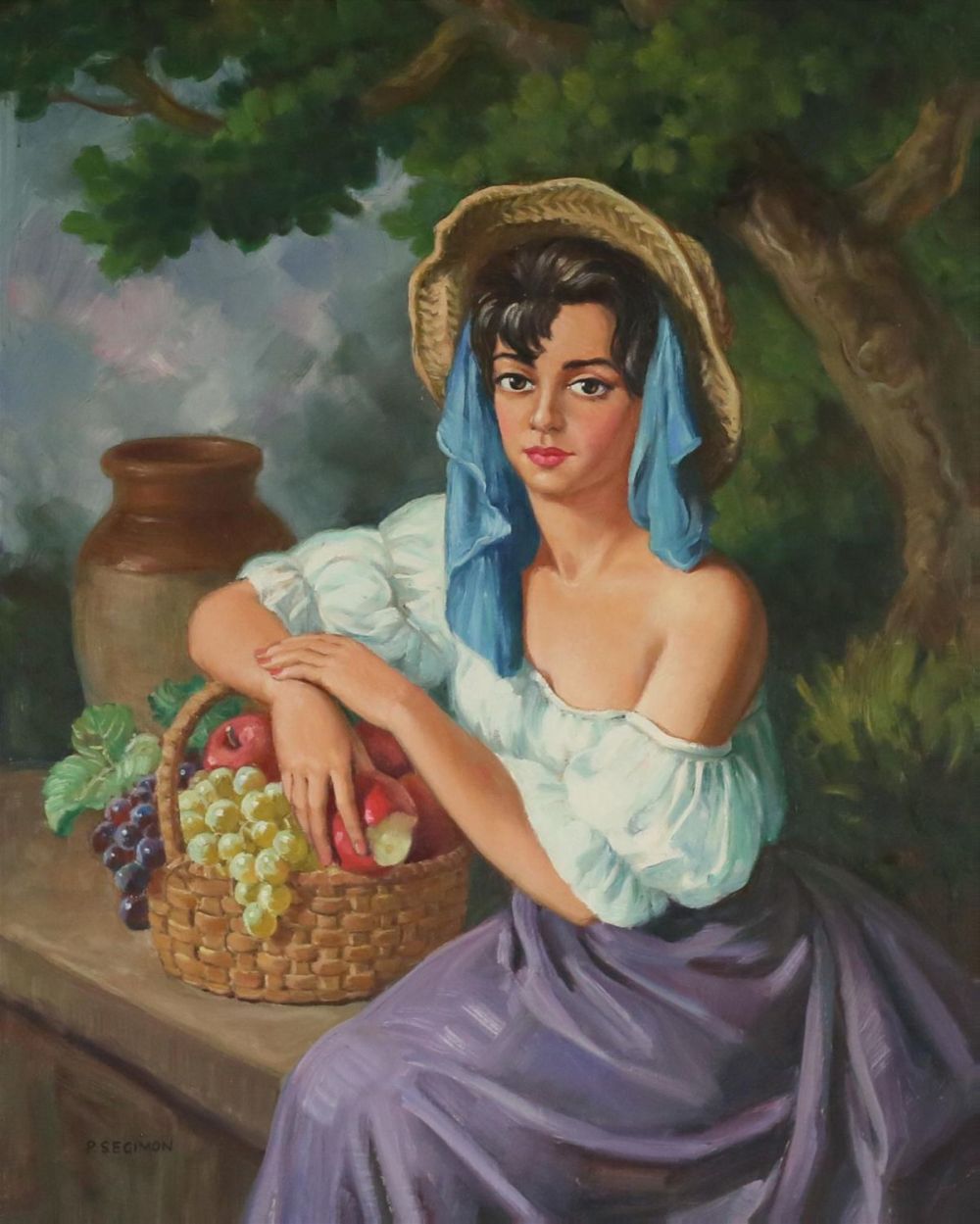 Lot 202: Pere Segimon Cisa Oil on Canvas Portrait