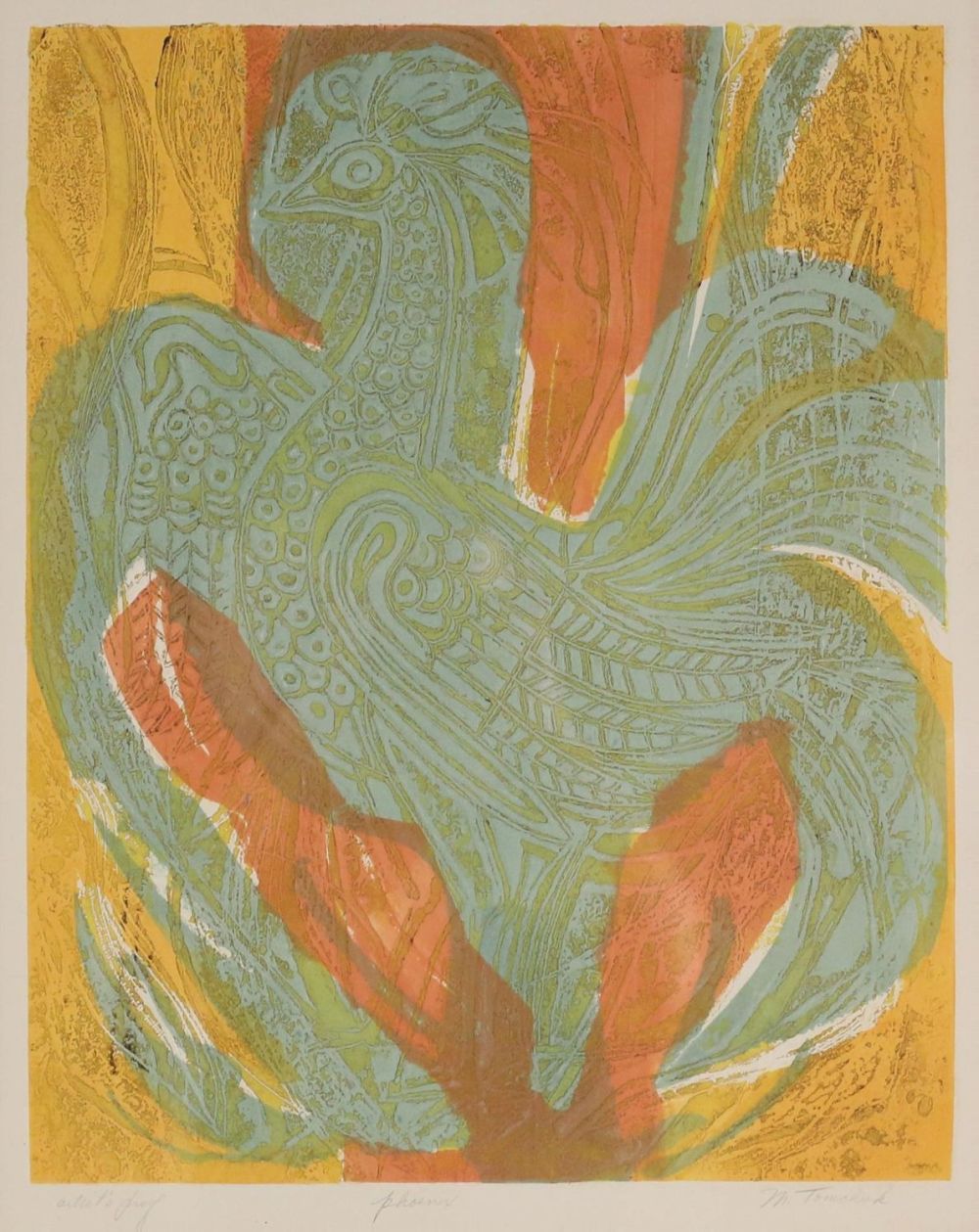 Lot 220: Marjorie Tomchuck Embossed Etching Phoenix