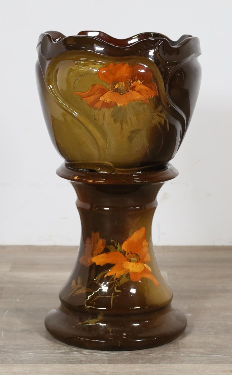 Lot 227: Weller Louwelsa Pottery Jardiniere & Pedestal