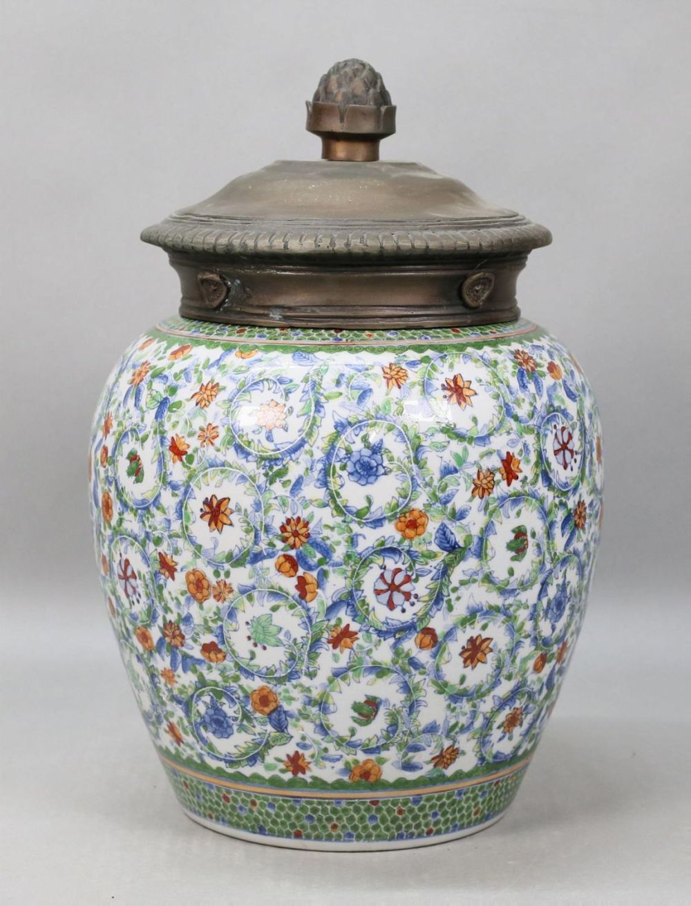 Lot 233: Chinese Porcelain & Bronze Ginger Jar