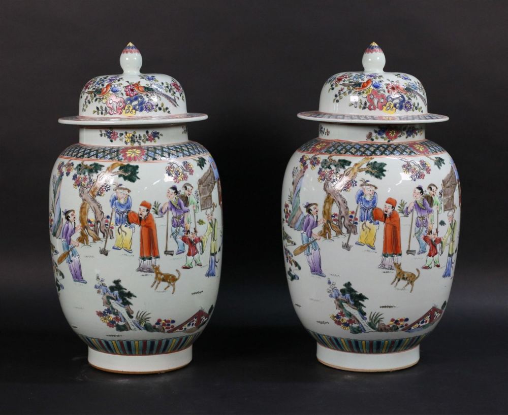 Lot 234: Pair of Chinese Porcelain Ginger Jars