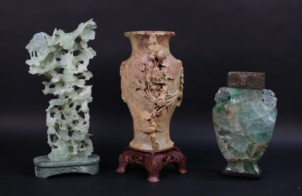 Lot 241: 3 Chinese Carved Decorative Items