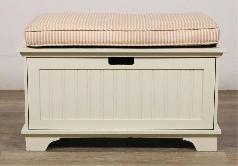 Lot 254: Contemporary White Storage Bench
