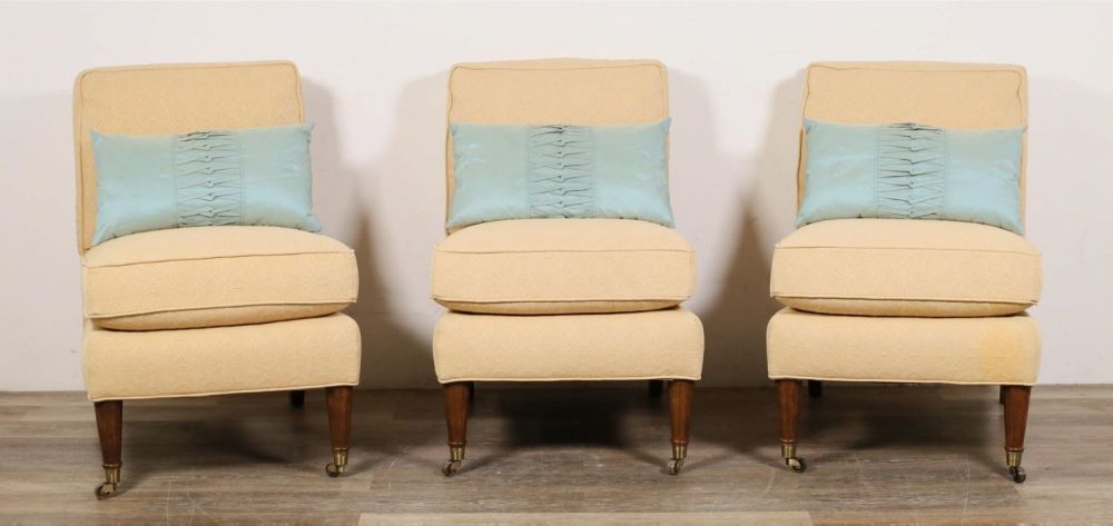 Lot 257: 3 Calico Corners Custom Slipper Chairs