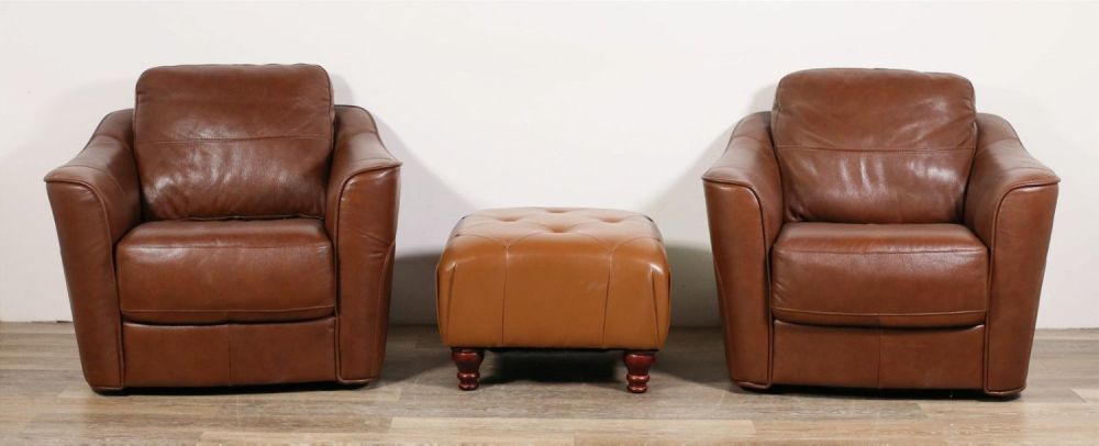 Lot 259: Simon Li Club Chairs With An Ottoman