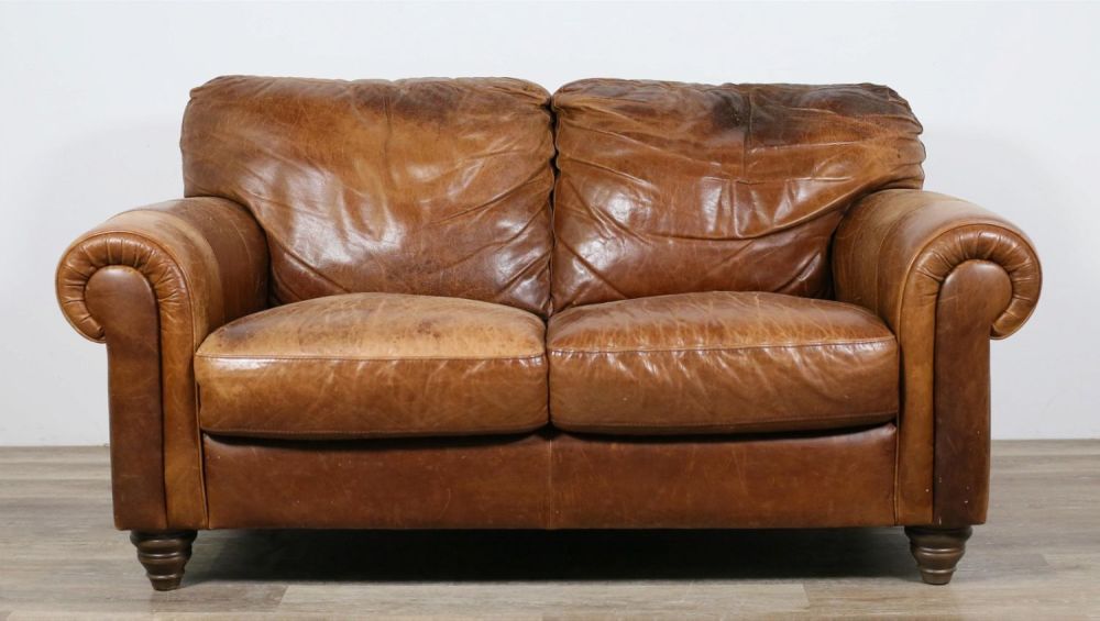 Lot 260: Natuzzi Style Italian Leather Loveseat Couch