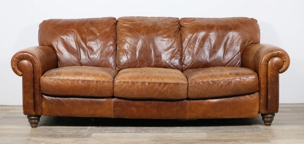 Lot 261: Natuzzi Style Italian Leather Sofa