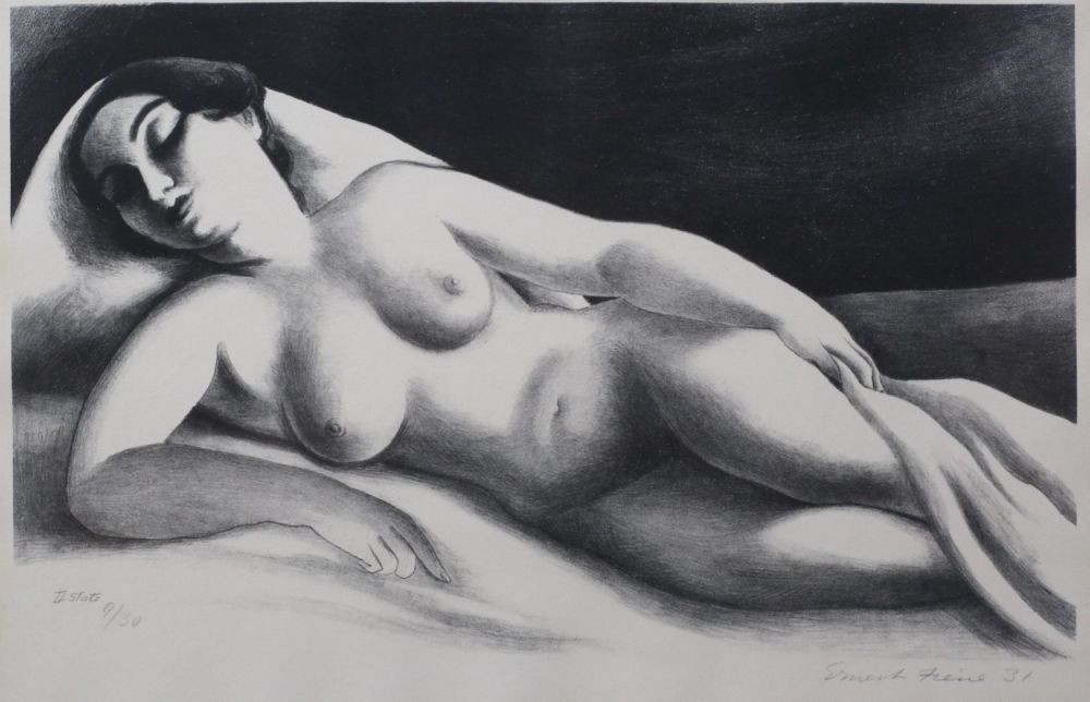 Lot 275: Ernest Fiene Lithograph Reclining Nude