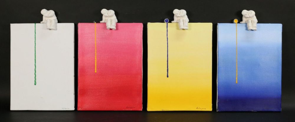Lot 279: 4 Jean Pierre Kaliaguine Sculptures on Canvas
