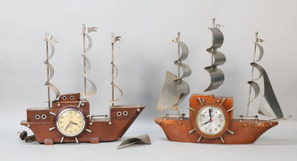 Lot 291: 2 Clipper Ship Clocks Mastercrafters & United