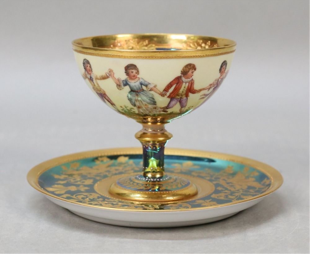 Lot 311: Ambrosius Lamm Style Porcelain Sherbet & Saucer