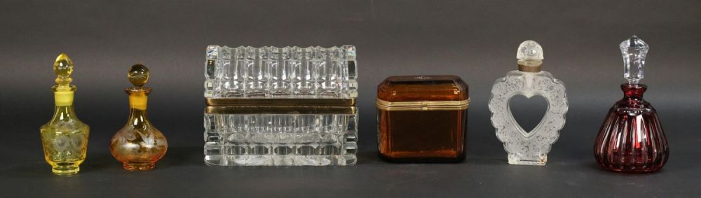 Lot 322: Lot of Glass Perfume Bottles & Dresser Boxes