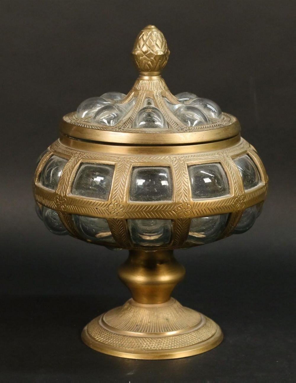Lot 325: Brass & Bubble Glass Apothecary Jar