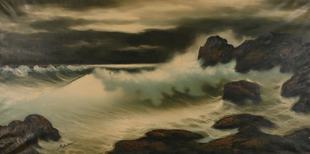 Lot 339: Oil on Canvas Seascape