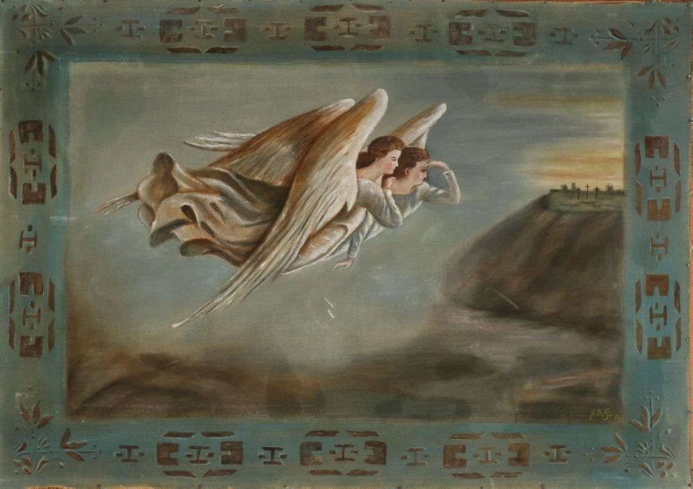 Lot 343: Painting on Fabric Angels