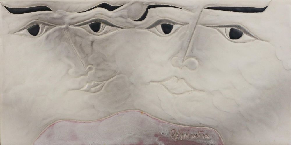 Lot 349: Gilbert Valentin Tile Plaque Two Faces