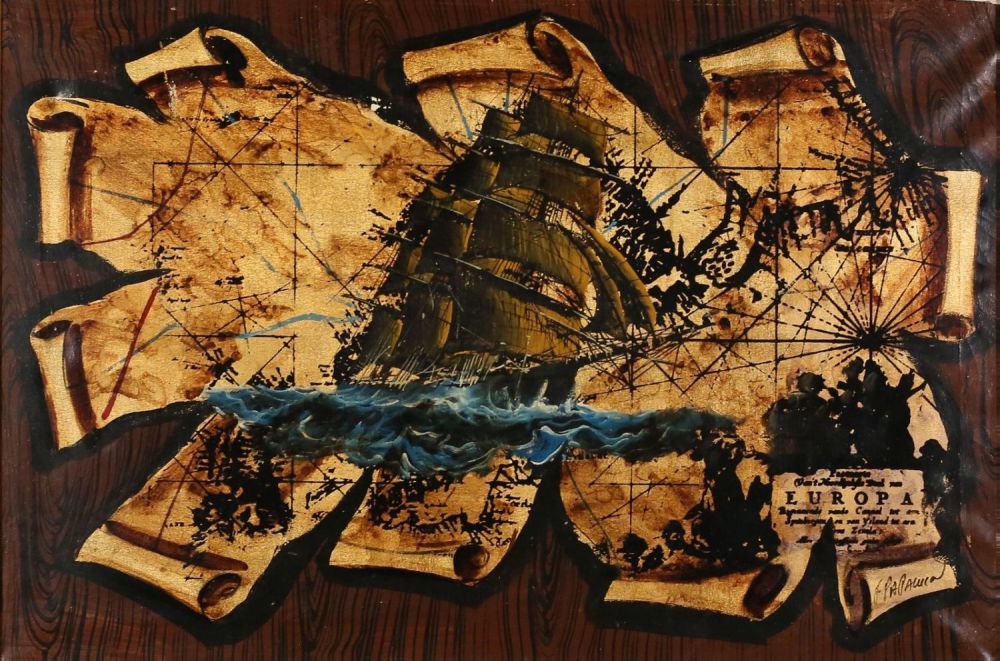 Lot 354: Signed Papaluca Mixed Media on Canvas