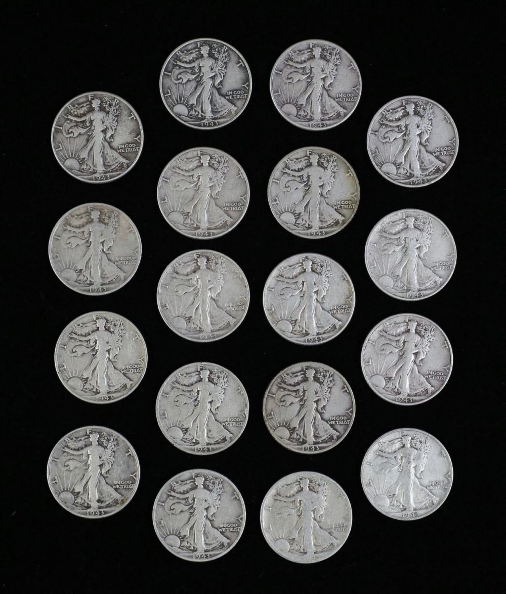 Lot 365: 18 Walking Liberty Half Dollars