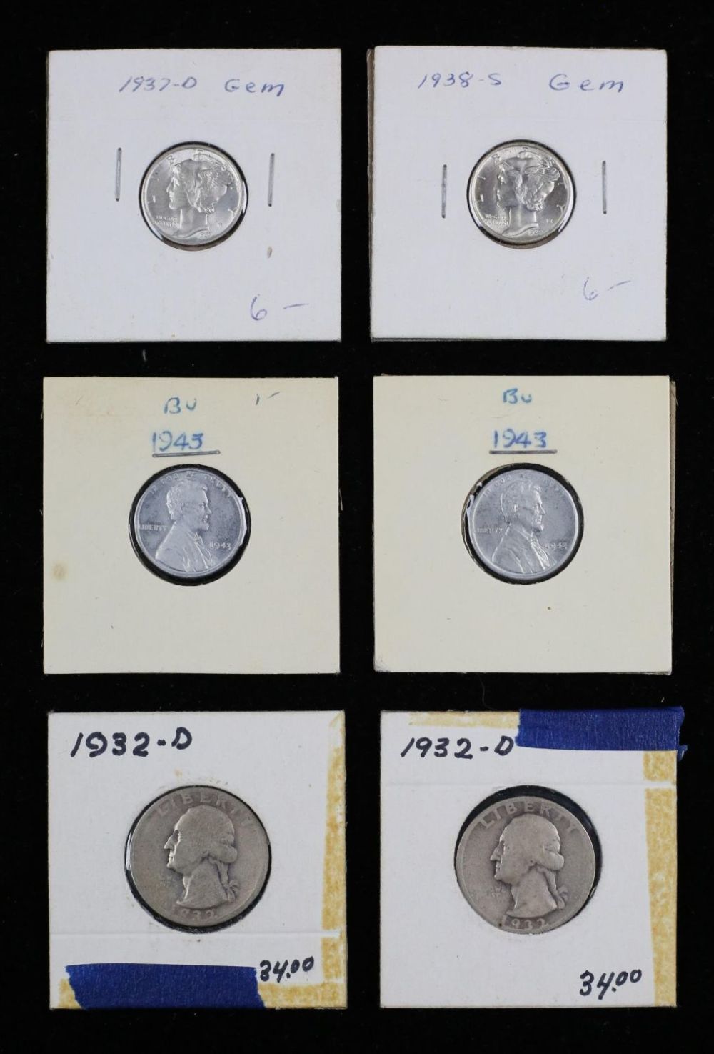 Lot 366: Mercury Dimes Steel Pennies Washington Quarters