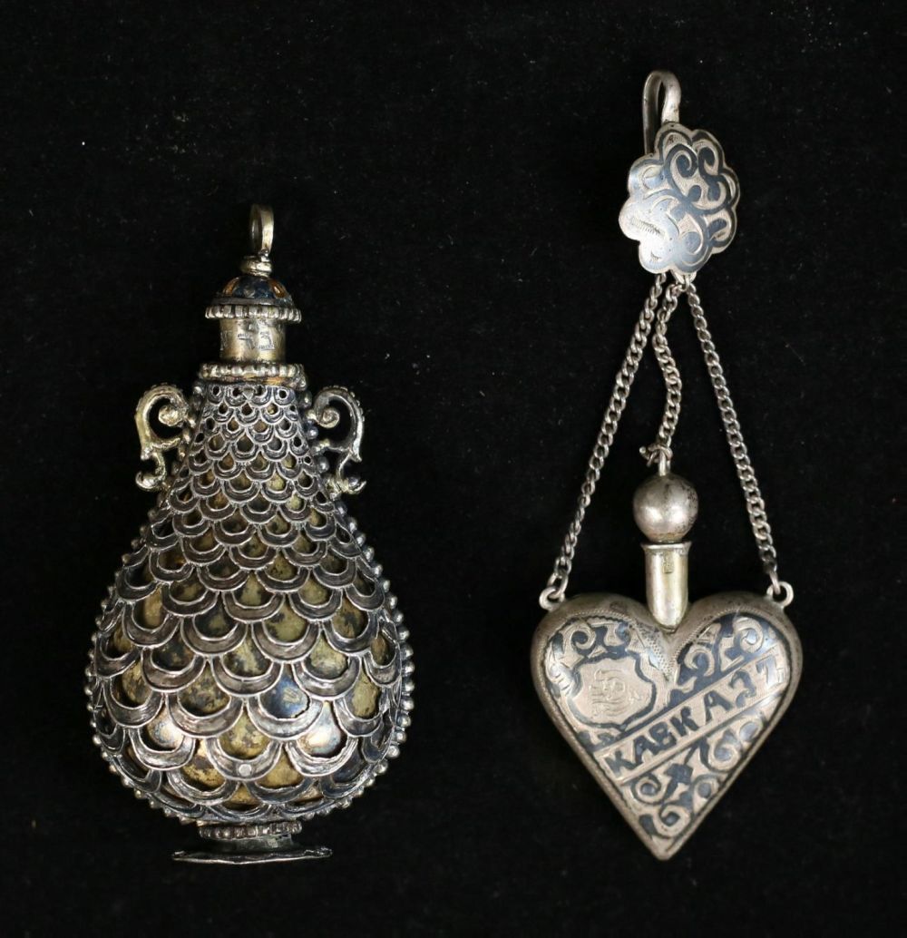 Lot 369: 2 Silver Scent Bottles Including Russian