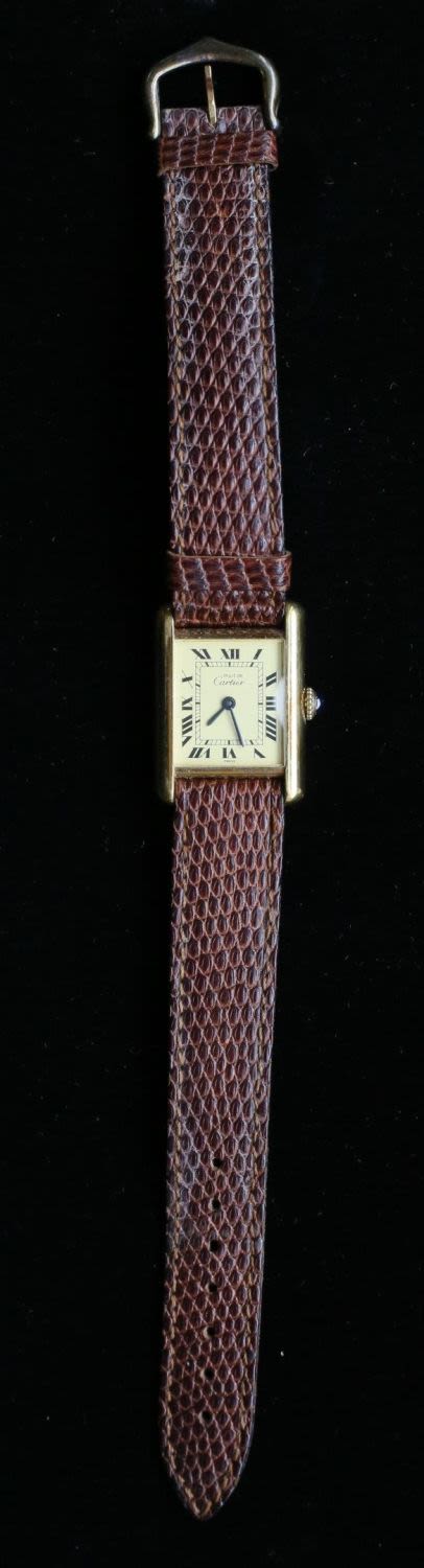 Lot 376: Must de Cartier Women's Vermeil Quartz Tank Watch