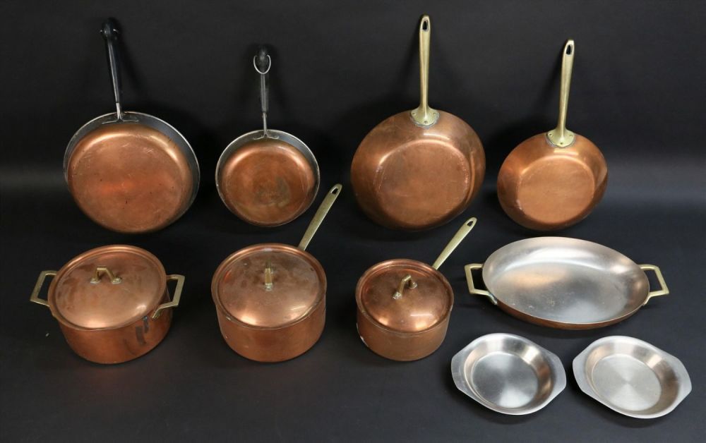 Lot 388: 10 Pieces Vintage Copper Cookware Including Revere