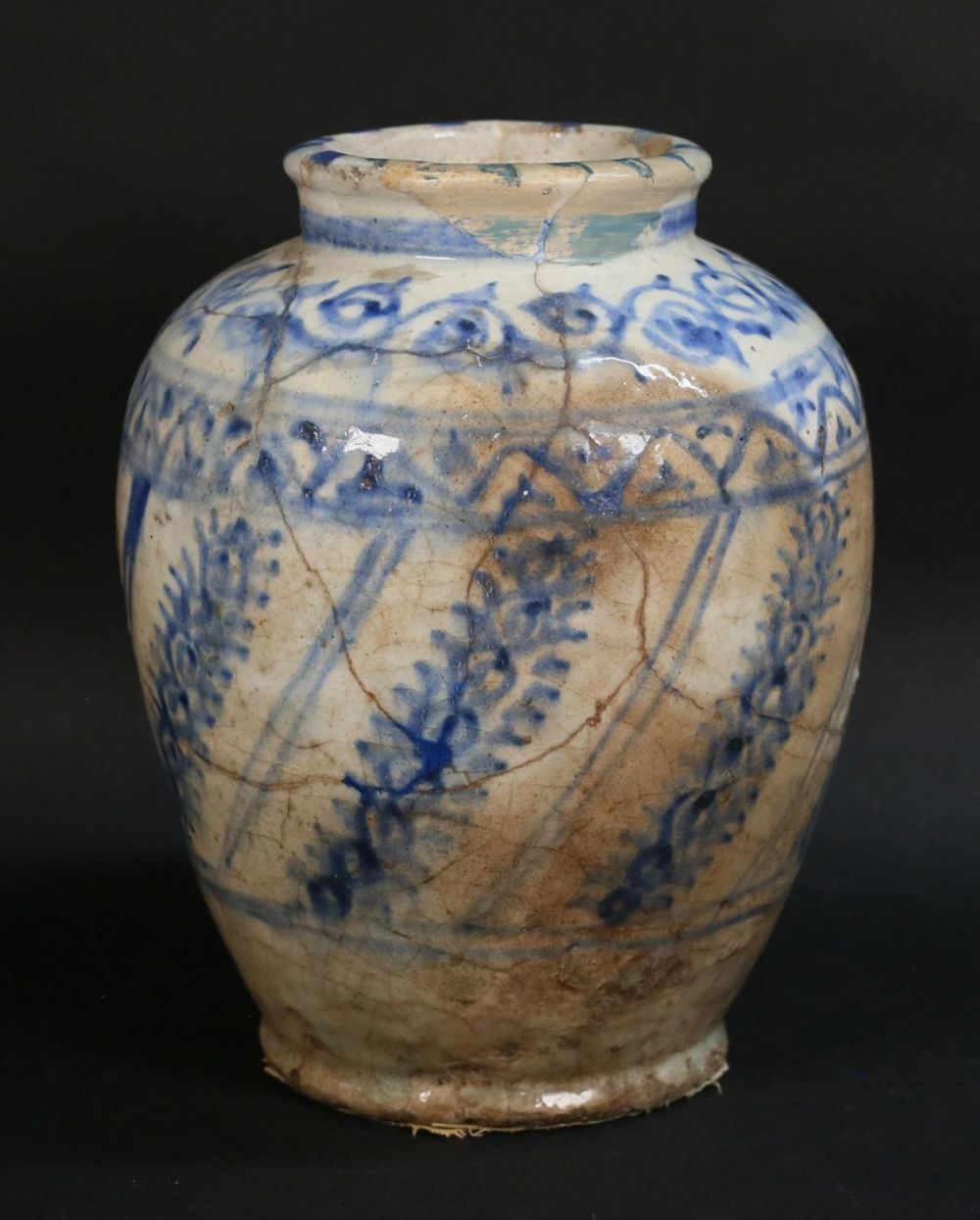 Lot 408: Persian Blue & White Pottery Vase