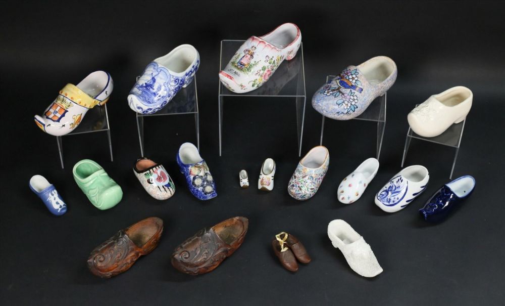 Lot 417: Grouping of Porcelain, Ceramic, and Wooden Clogs