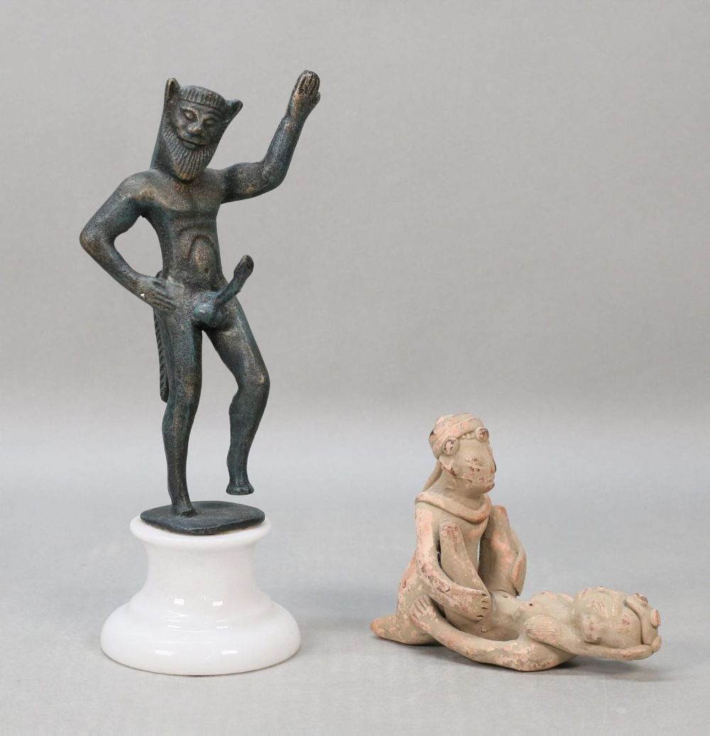 Lot 423: Greek Pan Figure & Pottery Erotic Figure