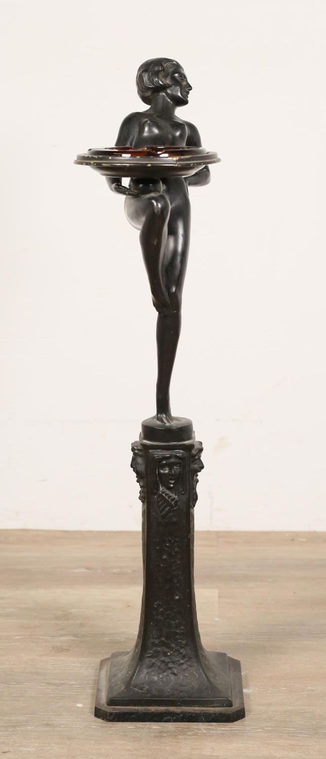 Lot 424: Art Metal Works Art Deco Figural Smoking Stand