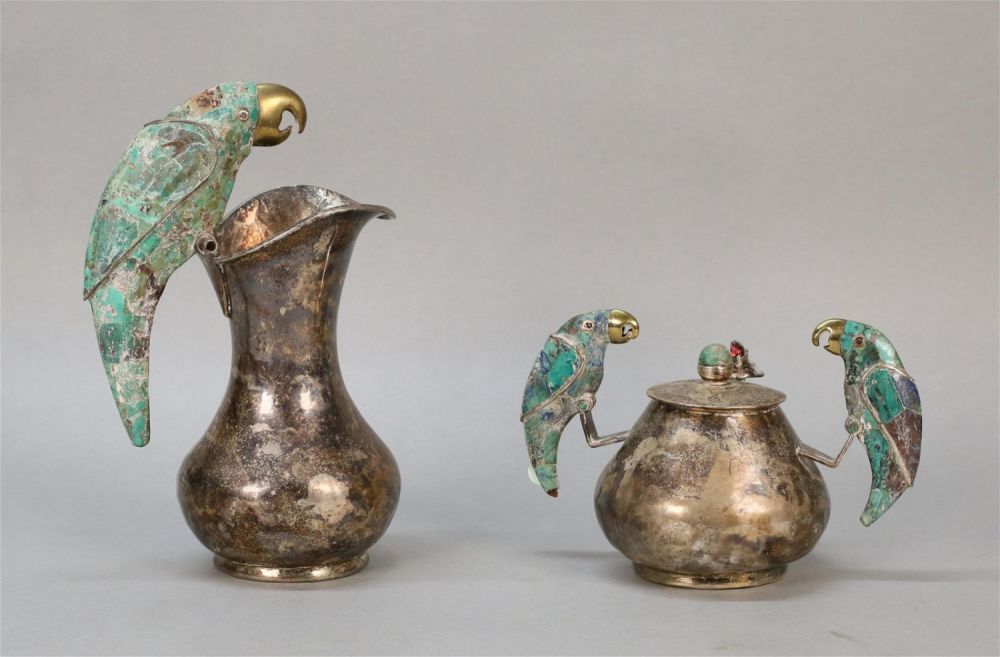Lot 152: Los Castillo Silverplate Parrot Sugar & Creamer