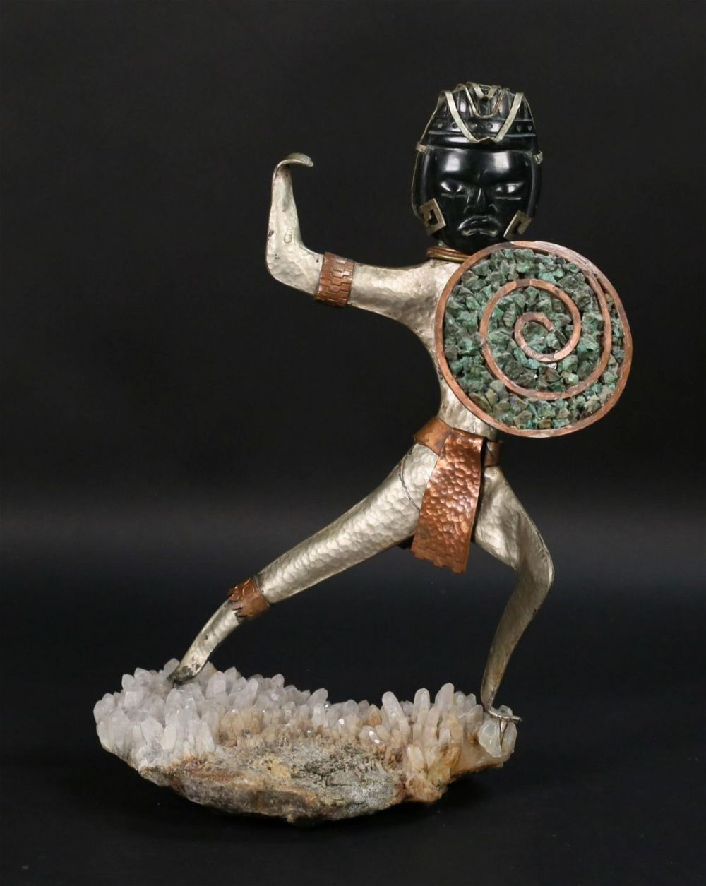Lot 154: Signed Mixed Metal Sculpture on Quartz Base