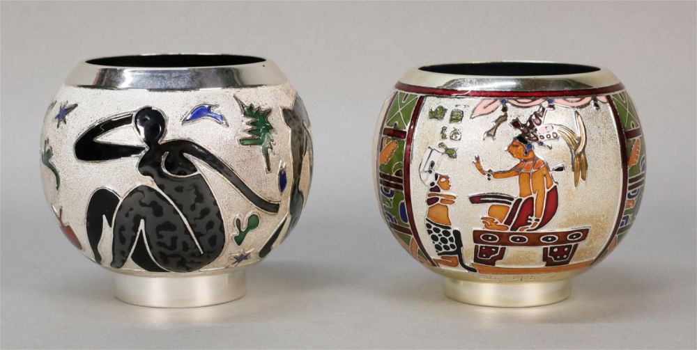 Lot 160: 2 Miguel Pineda Enamel Vases