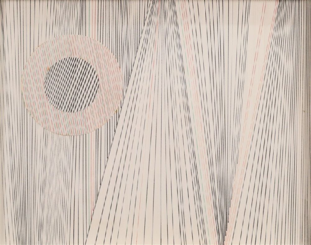 Lot 170: Albert Notarbartolo Op Art Mixed Media Dark Sphere