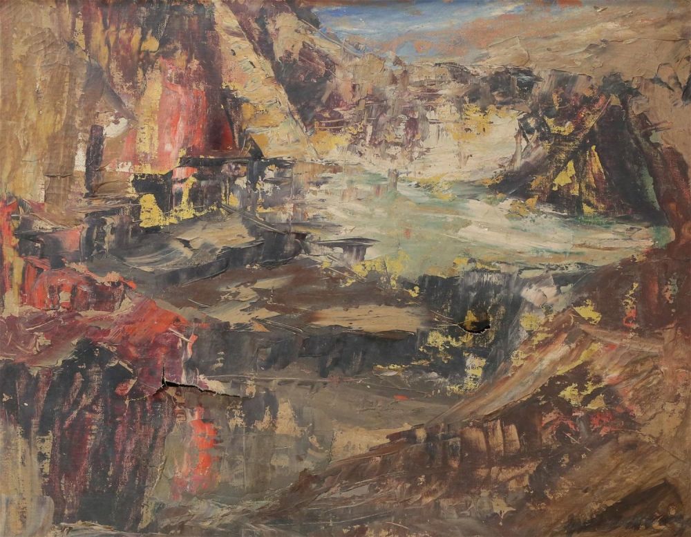 Lot 176: Signed Oil on Canvas Abstract