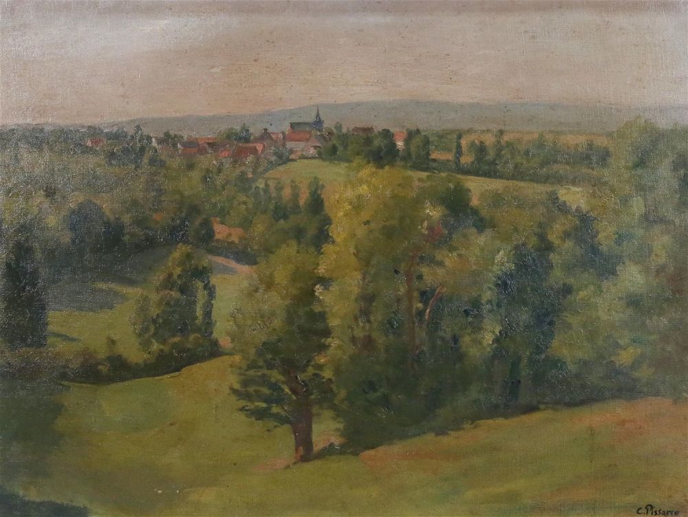 Lot 186: After Camille Pissarro Oil on Canvas Landscape