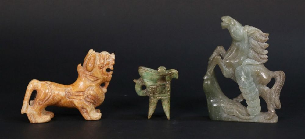 Lot 201: 3 Chinese Hardstone Carvings
