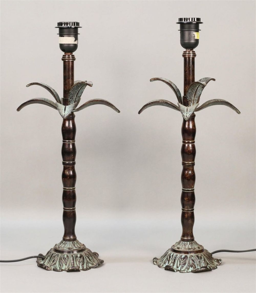 Lot 250: Pair of Maitland-Smith Style Palm Tree Lamps