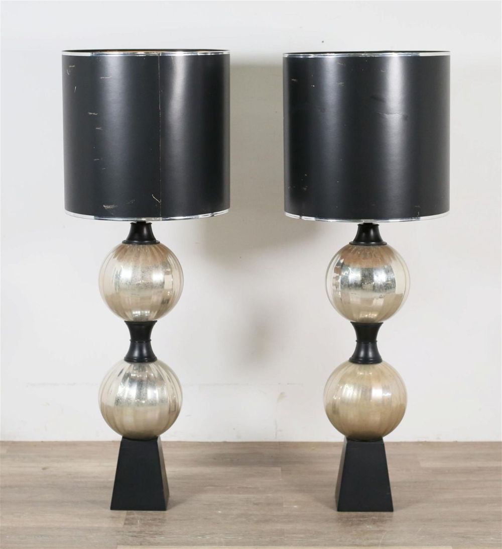 Lot 254: Pair of Mid-Century Modern Mercury Glass Lamps