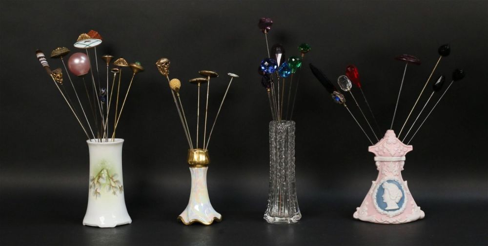 Lot 261: 34 Vintage Hatpins With Holders