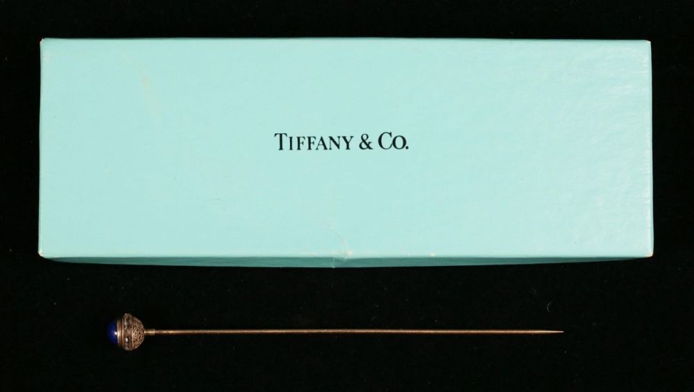 Lot 262: Tiffany & Co. 14k Gold, Crystal & Lapis Hatpin
