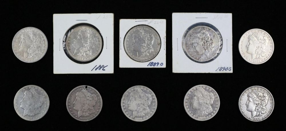 Lot 284: 10 Morgan Silver Dollars
