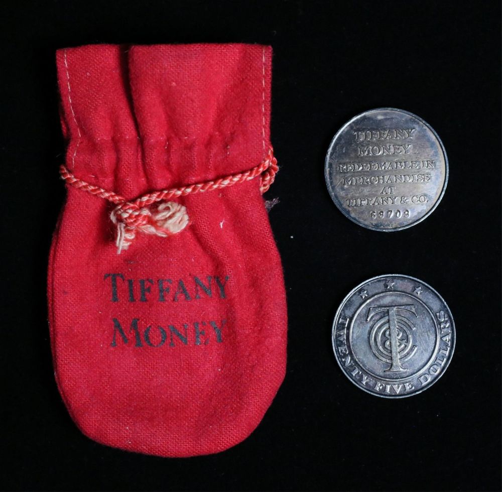 Lot 286: 2pc Tiffany & CO Sterling $25 Tiffany Money Coins