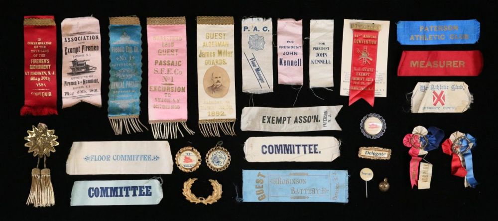 Lot 287: Lot of Organizational Fireman's Ribbons & Pins