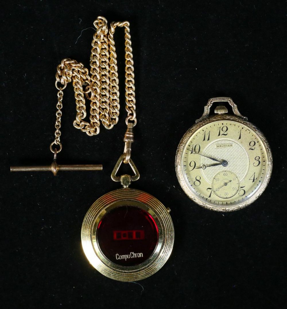 Lot 298: 2 Pocket Watches Waltham & CompuChron