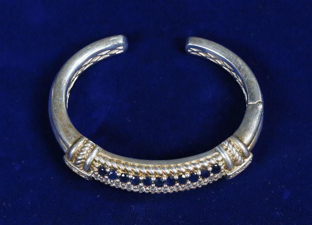 Lot 301: Judith Ripka Sterling & CZ Cuff Bracelet