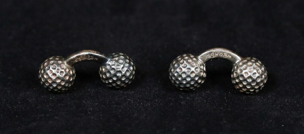 Lot 303: Hermes Vintage 800 Silver Golf Ball Cufflinks