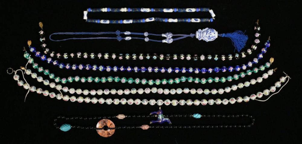 Lot 321: Asian Cloisonne Hand Painted Necklaces